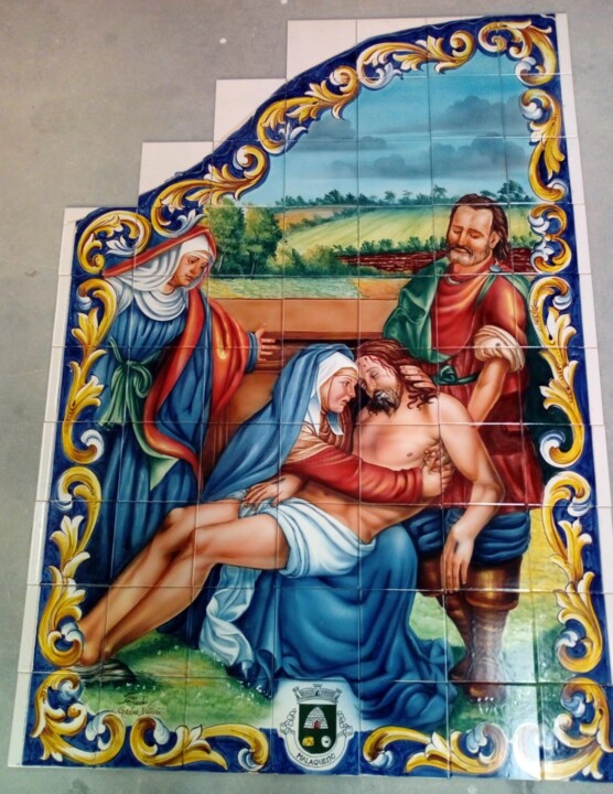 Pintura intitulada "Morte de Jesus em a…" por Azulejo Artístico, Obras de arte originais, Pigmentos