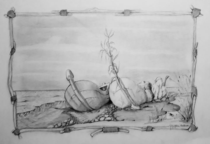 图画 标题为“la-barque.jpg” 由Meriau-Galerie, 原创艺术品, 铅笔