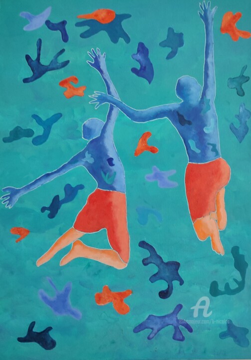 Картина под названием "Explosion de joie" - B.Nicolas, Подлинное произведение искусства, Акрил