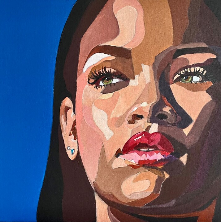 Painting titled "Rihanna" by Babeth Puech, Original Artwork, Acrylic Mounted on Wood Stretcher frame