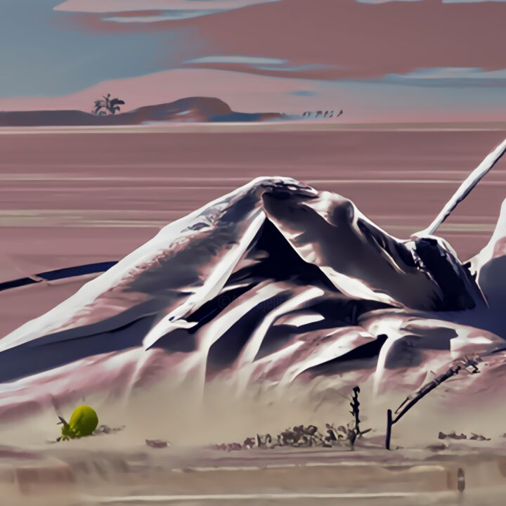 Artes digitais intitulada "Snowy desert landsc…" por Bachir Reddioui, Obras de arte originais, Pintura digital