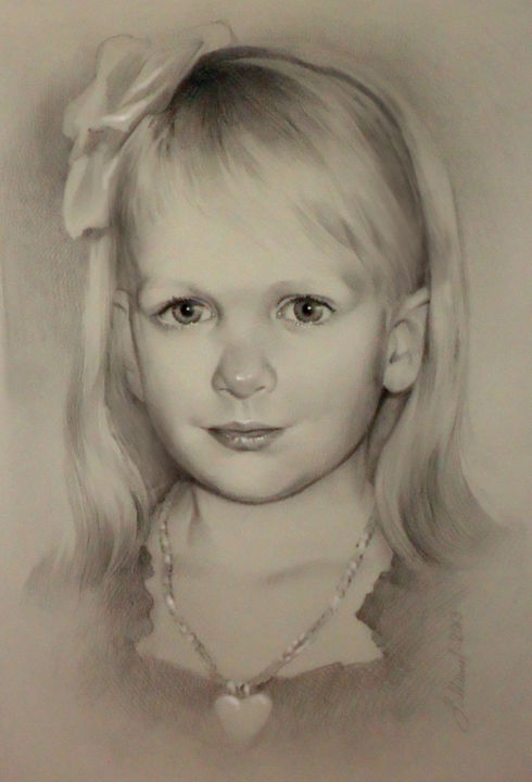 Drawing titled "Портрет внучки Софи…" by Valerij Makovoj, Original Artwork, Pencil