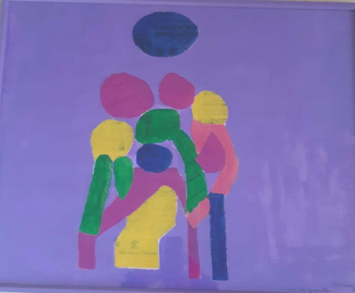 Collagen mit dem Titel "Vie de famille" von Balavoine Sophie, Original-Kunstwerk, Acryl Auf Karton montiert