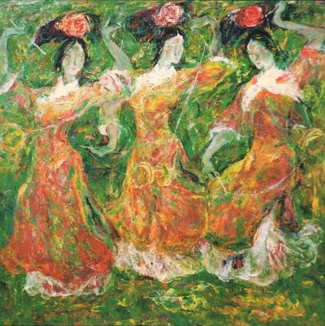 Pittura intitolato "Undulating" da Baocheng Zhao, Opera d'arte originale