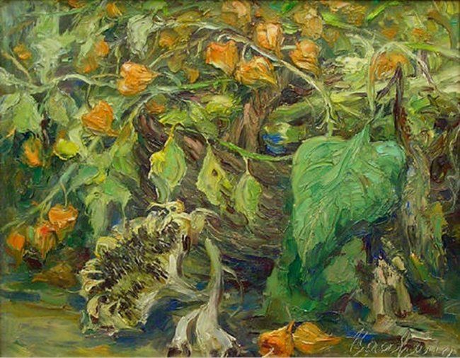 Pittura intitolato "Fall Flowers" da Baocheng Zhao, Opera d'arte originale