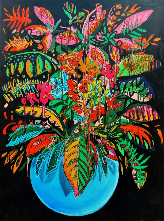 Pintura titulada "Bouquet a tutiplen" por Baptiste Laurent, Obra de arte original, Acrílico