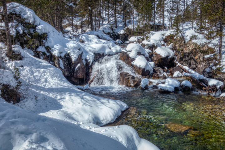 「Cascade sous la nei…」というタイトルの写真撮影 Olivier Barauによって, オリジナルのアートワーク, アナログ写真