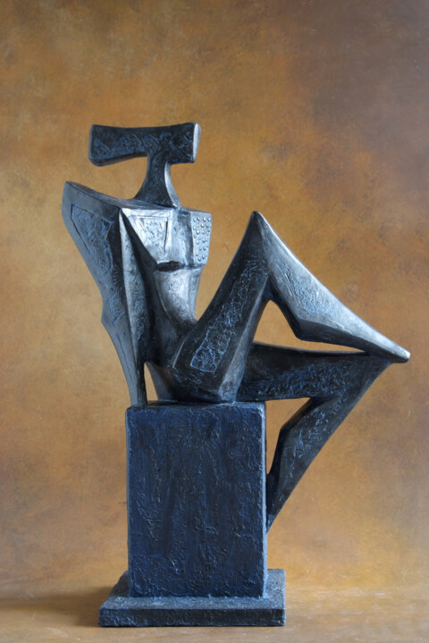 Escultura titulada "Figura seduta" por Orazio Barbagallo, Obra de arte original, Resina
