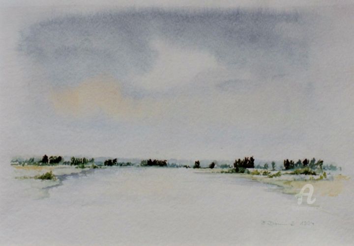 Peinture intitulée "Am Niederrhein bei…" par Barbara Dominé, Œuvre d'art originale, Aquarelle