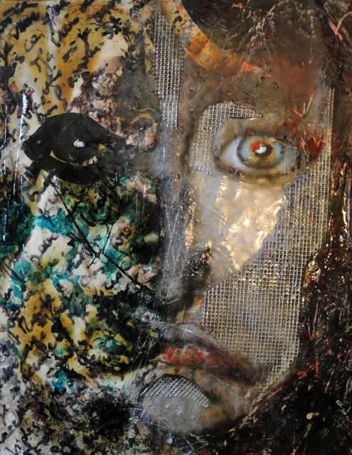 Peinture intitulée "Visage Palimpseste" par Barbara E.Lezmy, Œuvre d'art originale