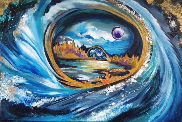 Ζωγραφική με τίτλο "Vibrational Surf" από Barbara Fuhrmann, Αυθεντικά έργα τέχνης, Ακρυλικό