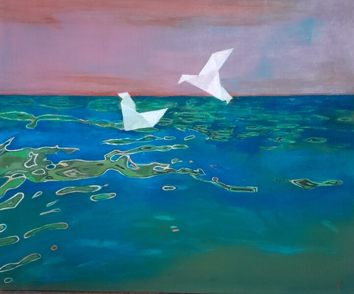Картина под названием "Time to flying" - Barbara Lis, Подлинное произведение искусства, Акрил