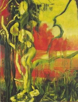 Malerei mit dem Titel "L'arbre du péché" von Barbara Piatti, Original-Kunstwerk, Öl