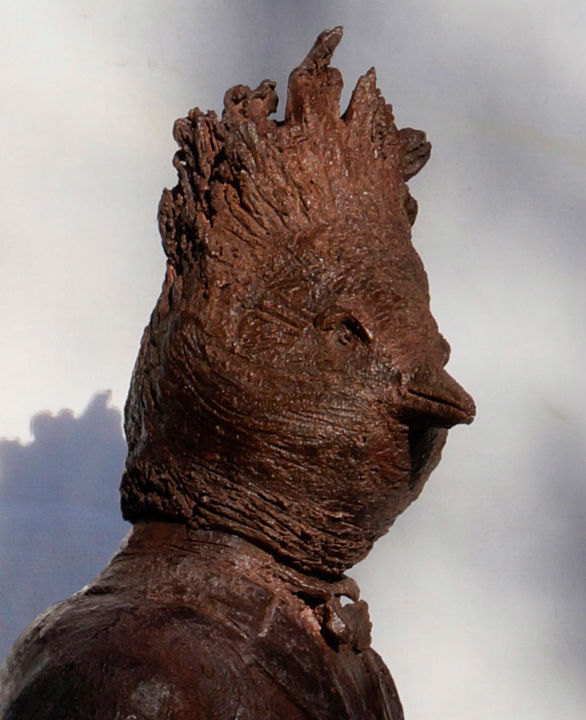 Sculpture titled "madame mésange" by Barbotine Ciselet, Original Artwork, Terra cotta