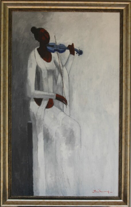 Pintura titulada "Monochrome Creation…" por Basil Cooray, Obra de arte original, Acrílico Montado en Bastidor de camilla de…