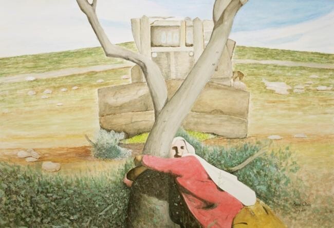 Schilderij getiteld "The Palestenian & T…" door Bassel Olabi, Origineel Kunstwerk, Olie