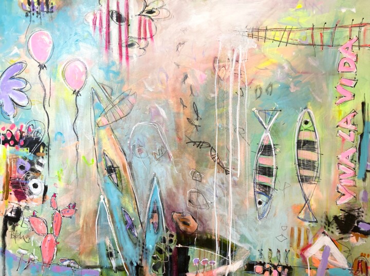Картина под названием "Viva La Vida" - Bea Schubert, Подлинное произведение искусства, Акрил Установлен на Деревянная рама д…