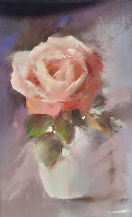 Peinture intitulée "Rose I" par Béatrice Mitry, Œuvre d'art originale, Pastel