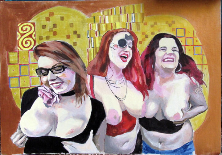 绘画 标题为“Three happy girls.” 由Bela Kovacs, 原创艺术品, 丙烯