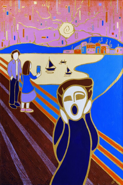 Pittura intitolato "SCREAM AT SUNSET. I…" da Yulia Belasla, Opera d'arte originale, Acrilico