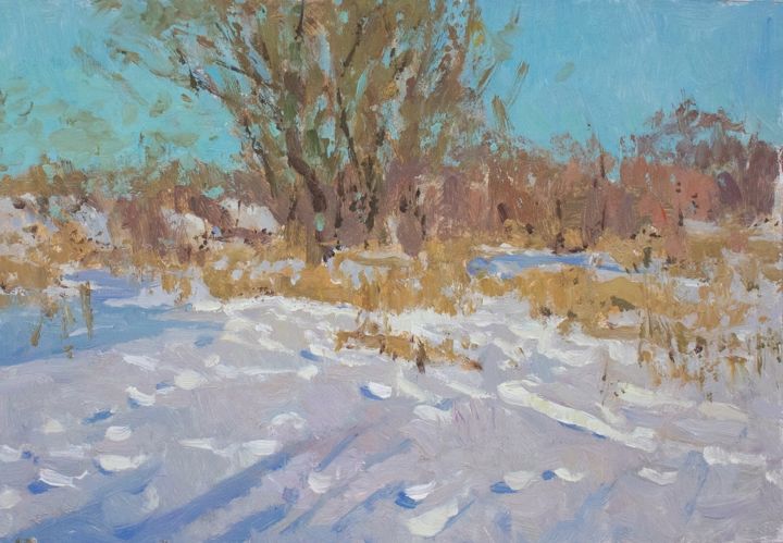 Pintura intitulada "Sunny day. Winter" por Ekaterina Belaia, Obras de arte originais, Óleo