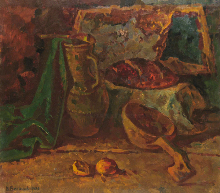 Painting titled "Kitchen still life" by Vasily Belikov, Original Artwork, Oil