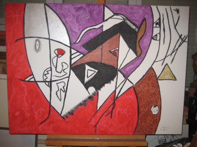 Painting titled "Chevale rie" by Benjamin De Glimme, Original Artwork, Acrylic