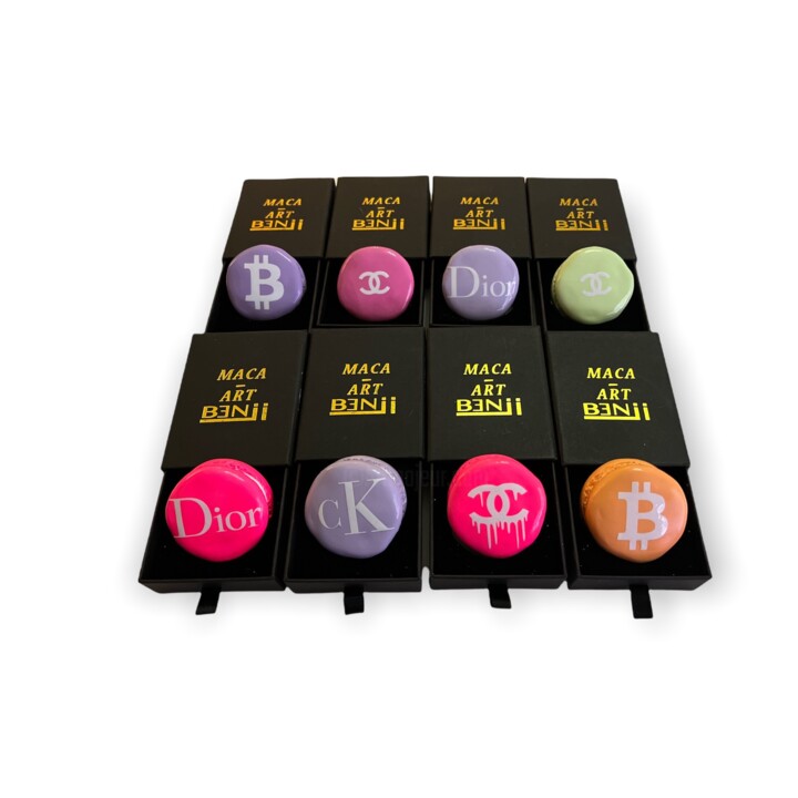 "Set of 8 macarons -…" başlıklı Heykel Benji tarafından, Orijinal sanat, Rezine