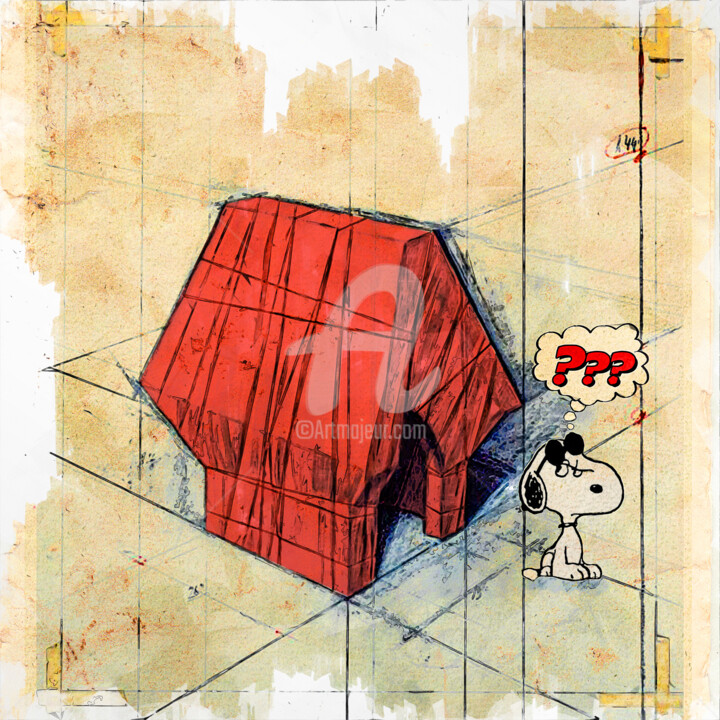 Arte digital titulada "Wrapped Snoopy House" por Benny Arte, Obra de arte original, Pintura Digital Montado en Plexiglás