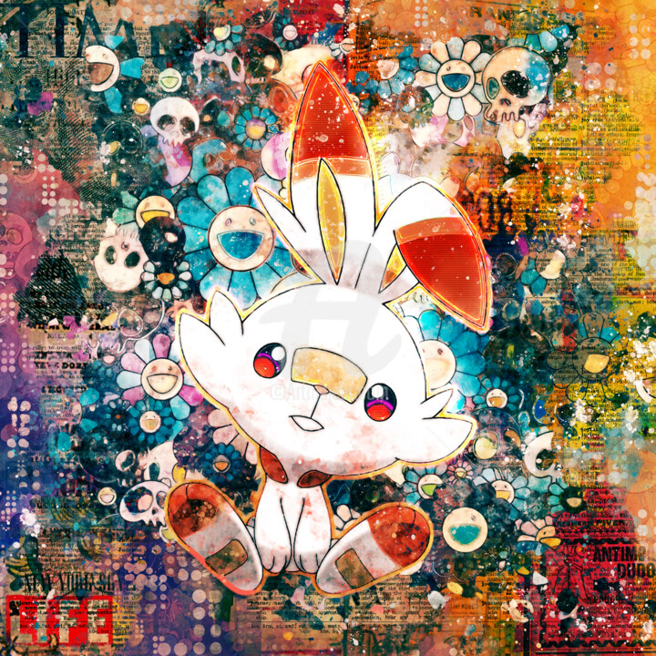 绘画 标题为“Pokemon : Scorbunny” 由Benny Arte, 原创艺术品, 数字油画