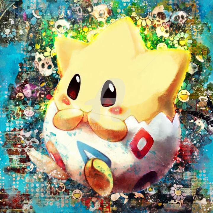 绘画 标题为“Pokemon : TOGEPI” 由Benny Arte, 原创艺术品, 数字油画