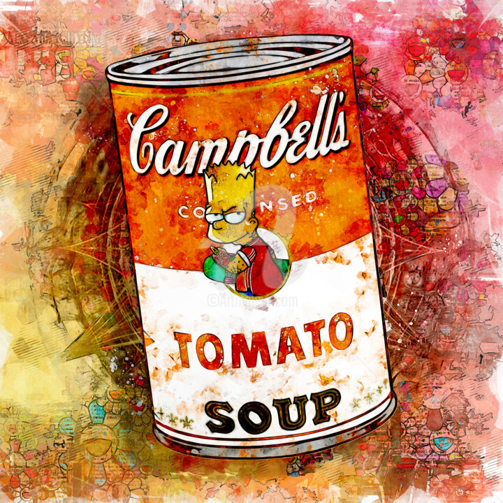 Collages titulada "Campbell's : Bart S…" por Benny Arte, Obra de arte original, Pintura Digital Montado en Plexiglás