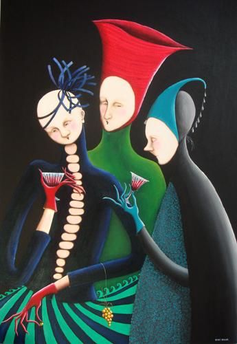 Schilderij getiteld "l'envie au chapeau…" door Benoit Basset, Origineel Kunstwerk
