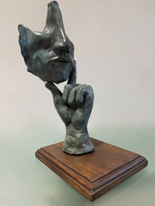 Sculptuur getiteld "le pensif" door Bernard Schembri, Origineel Kunstwerk, Klei