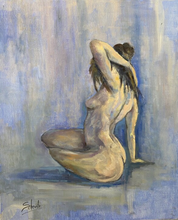 Sculpture titled "femme de dos" by Bernard Schembri, Original Artwork, Oil
