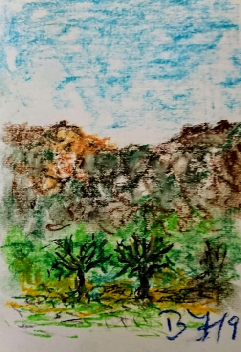 Drawing titled "Atmospère sud" by Bernard Hoenig, Original Artwork, Pastel