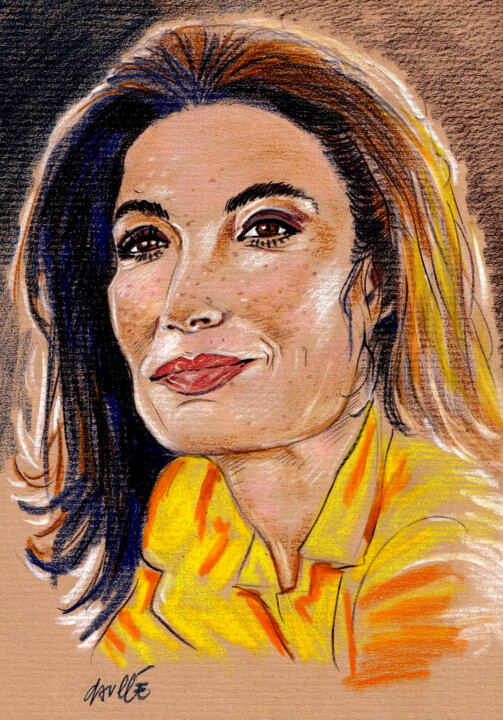 Dessin intitulée "Anouk Aimée" par Bertrand Daullé, Œuvre d'art originale, Pastel