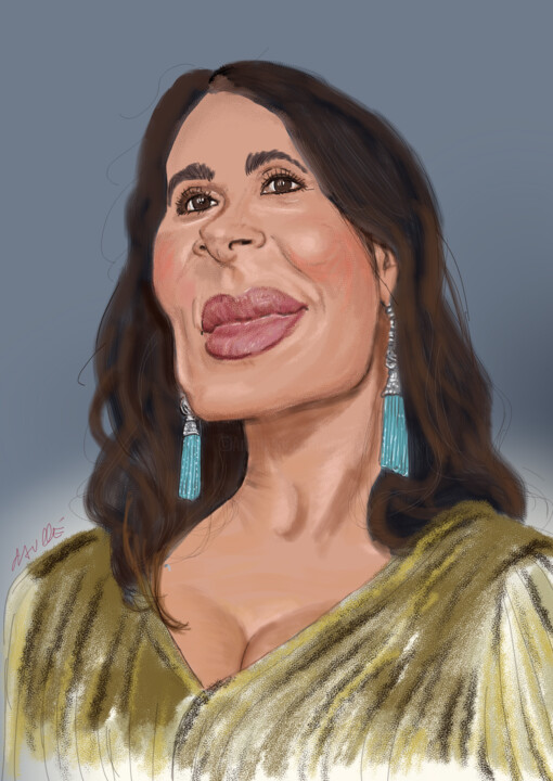 Digitale Kunst mit dem Titel "Salma Hayek" von Bertrand Daullé, Original-Kunstwerk, Digitale Malerei