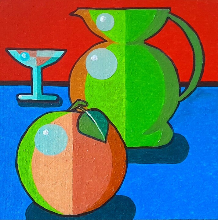 Painting titled "La pomme et la cruc…" by Bertrand Jost, Original Artwork, Acrylic