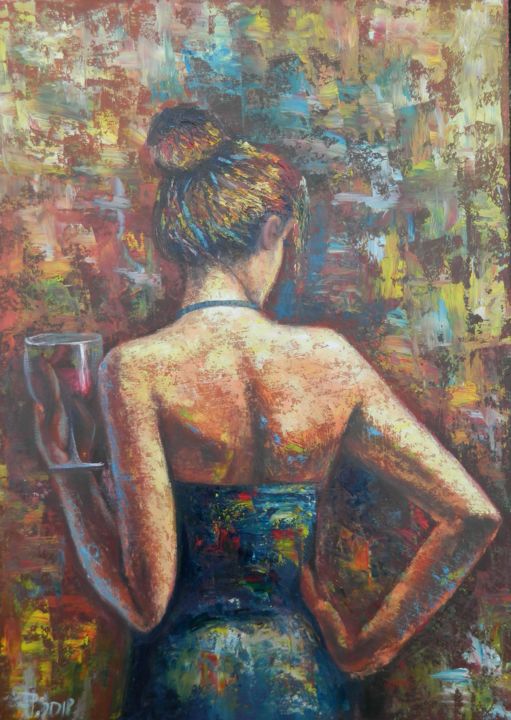 Woman With Wine Painting By Jiri Petr Artmajeur
