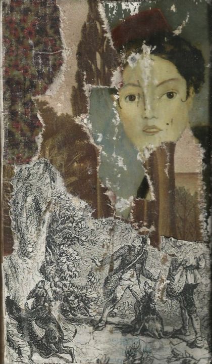 Collages getiteld "La dame" door Bettina Louis, Origineel Kunstwerk