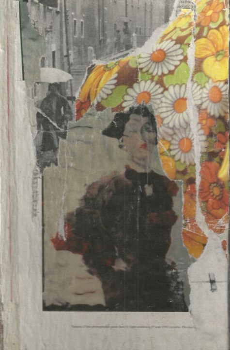 Collages titled "La dame aux marguer…" by Bettina Louis, Original Artwork