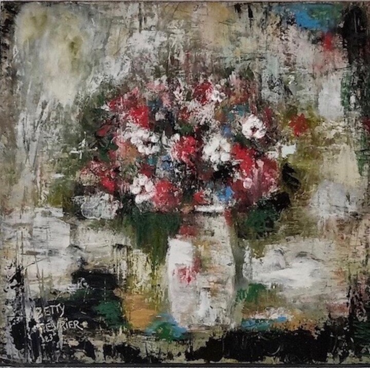 Painting titled "Bouquet" by Betty Fevrier, Original Artwork, Wax