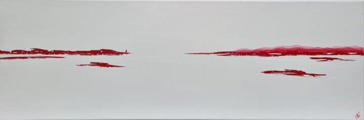 Pittura intitolato "Horizon rouge" da Bg Créations, Opera d'arte originale, Acrilico Montato su Telaio per barella in legno