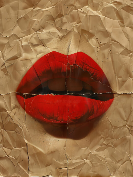 Digitale Kunst mit dem Titel "Lips 3" von Bilge Paksoylu, Original-Kunstwerk, KI-generiertes Bild