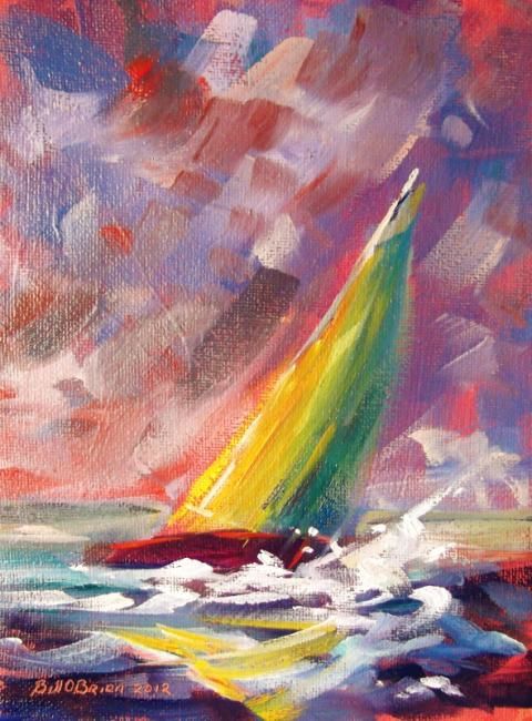 Pittura intitolato "Yacht Spray." da Bill O'Brien, Opera d'arte originale, Olio