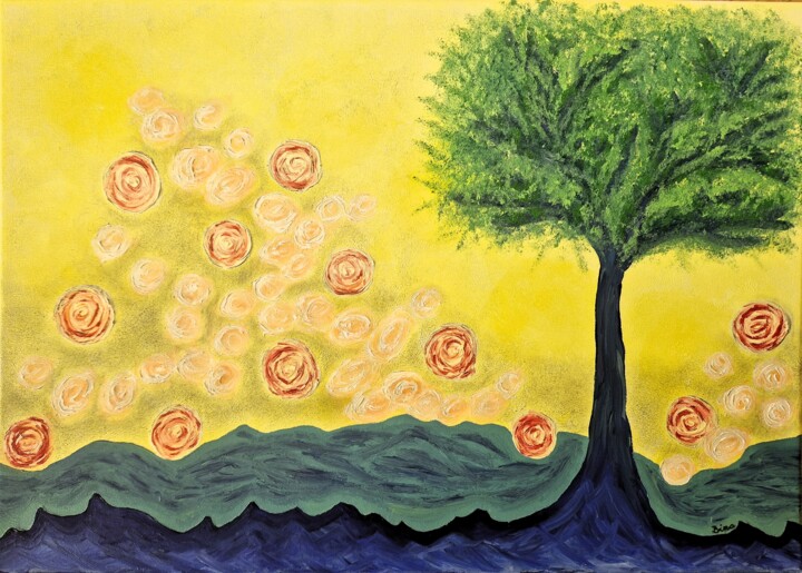 Peinture intitulée "Baum" par Bina Sommer, Œuvre d'art originale, Huile Monté sur Châssis en bois