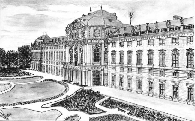 Dessin intitulée "Residenz Würzburg" par Birger Dicke, Œuvre d'art originale, Autre