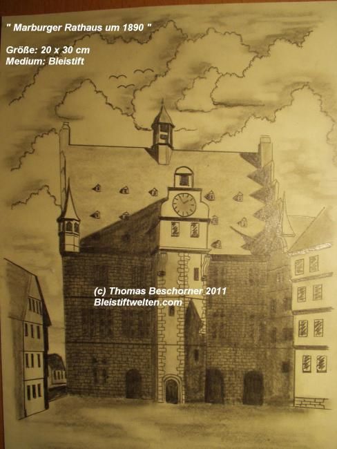 绘画 标题为“Marburg um 1870 Rat…” 由Bleistiftwelten, 原创艺术品, 油