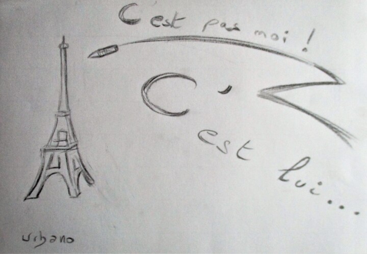 Drawing titled "C' est pas moi ! c'…" by Roberto Urbano, Original Artwork, Pencil